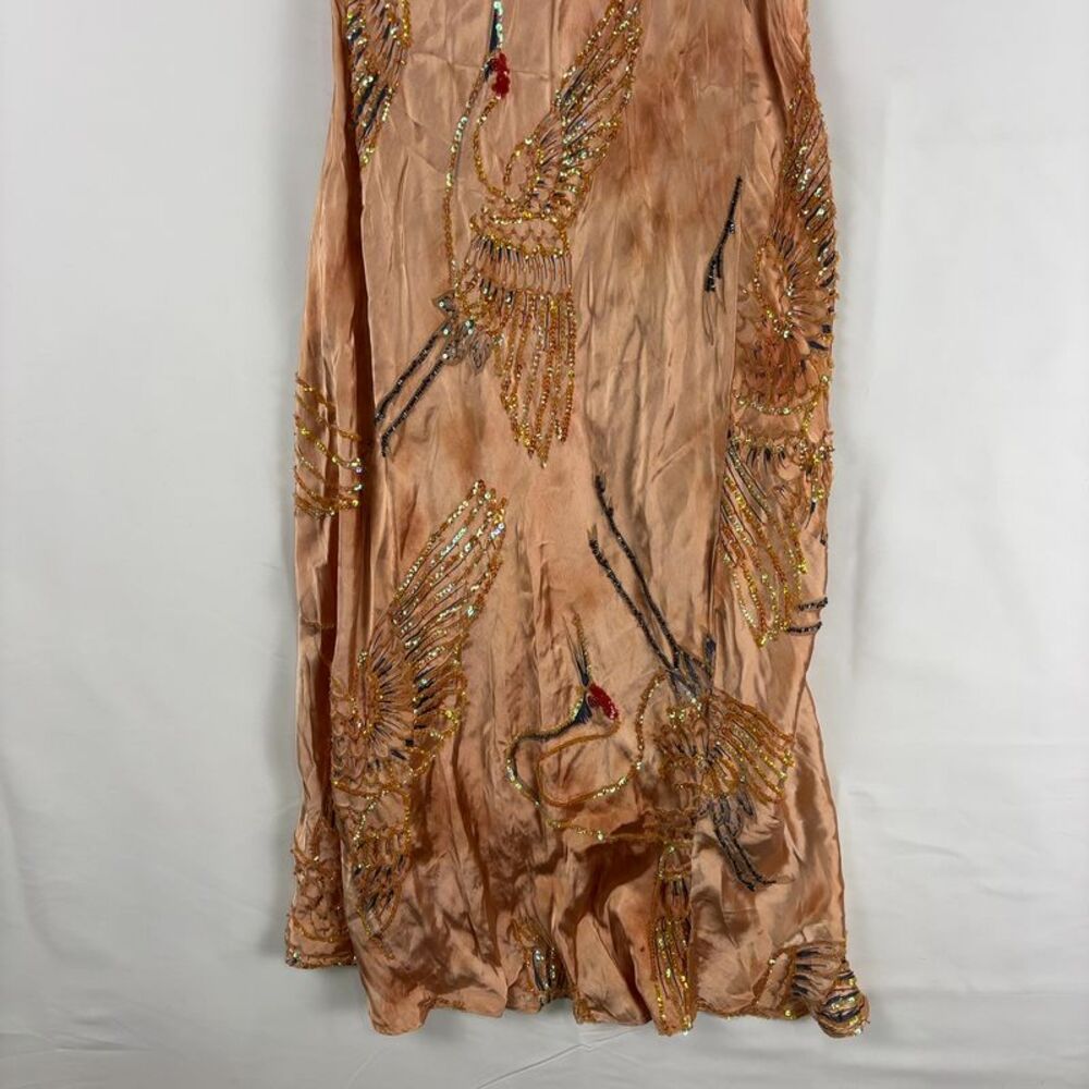 Vintage Rose Silk Crane Sequin Fairycore Maxi Dress - Picture 7 of 8